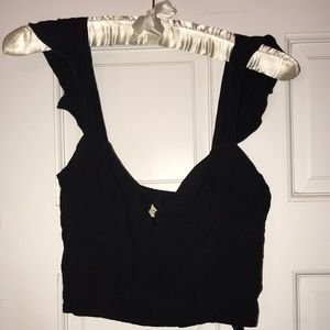 Pins and needles black tie crop top